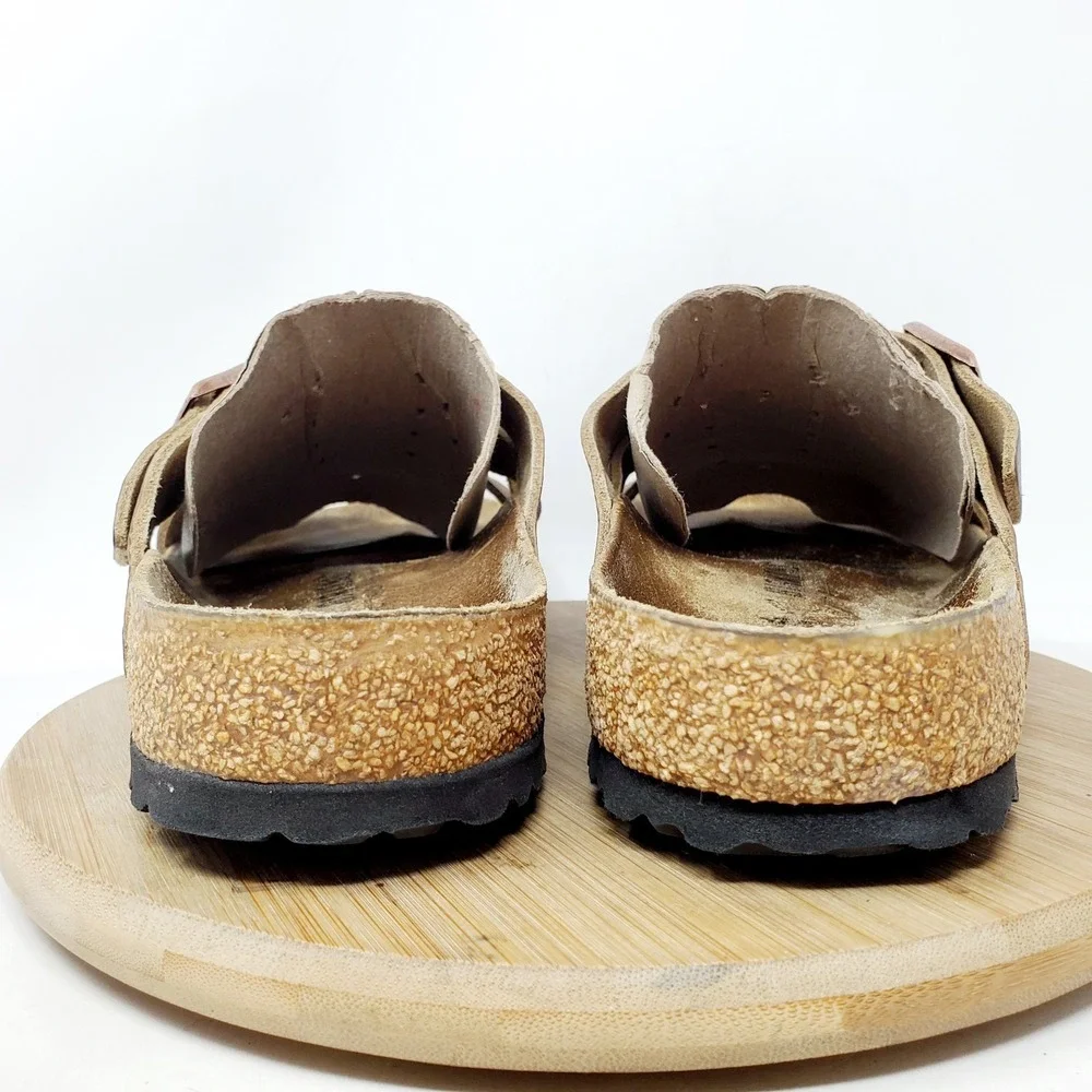 Birkenstock Lugano Sandals 44 Mens 11 Tobacco Oiled Leather Straps Shoes